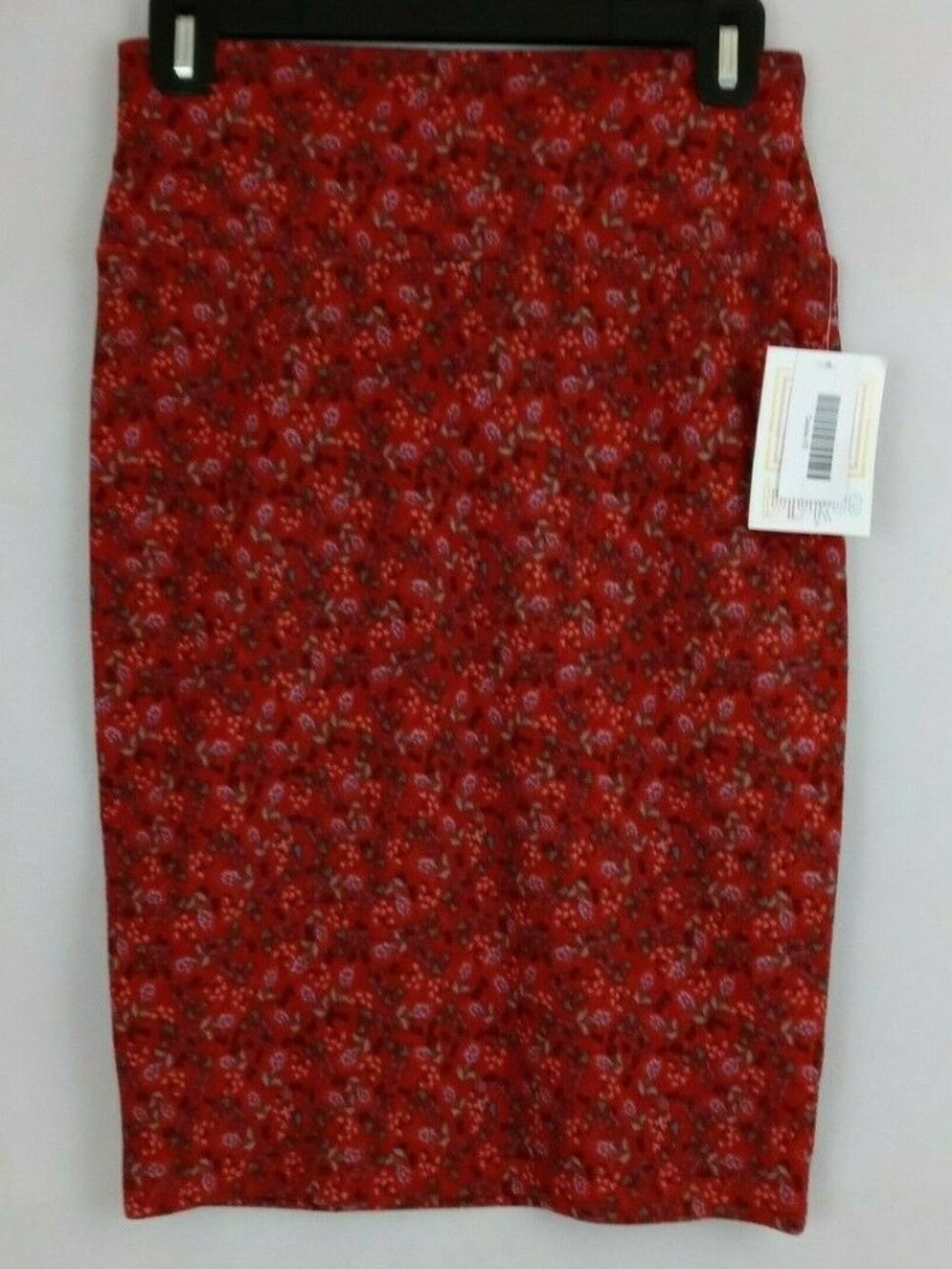 NWT Lularoe Cassie Pencil Skirt Red With Floral Designs Size XS